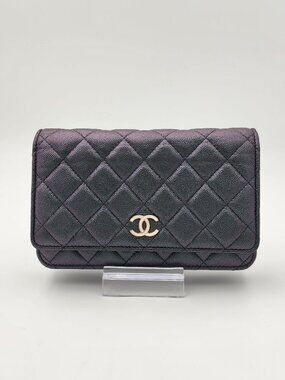 Chanel Iridescent Green Caviar Wallet on Chain WOC